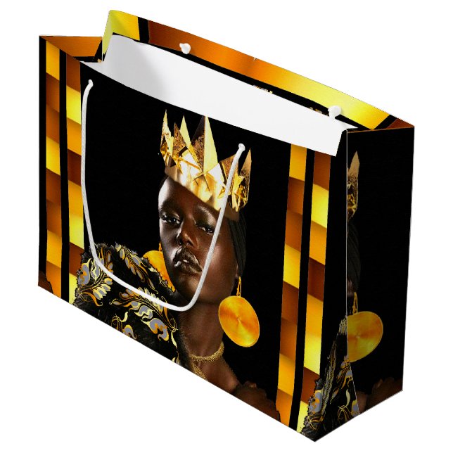 African American Diva Large Gift Bag (Front Angled)