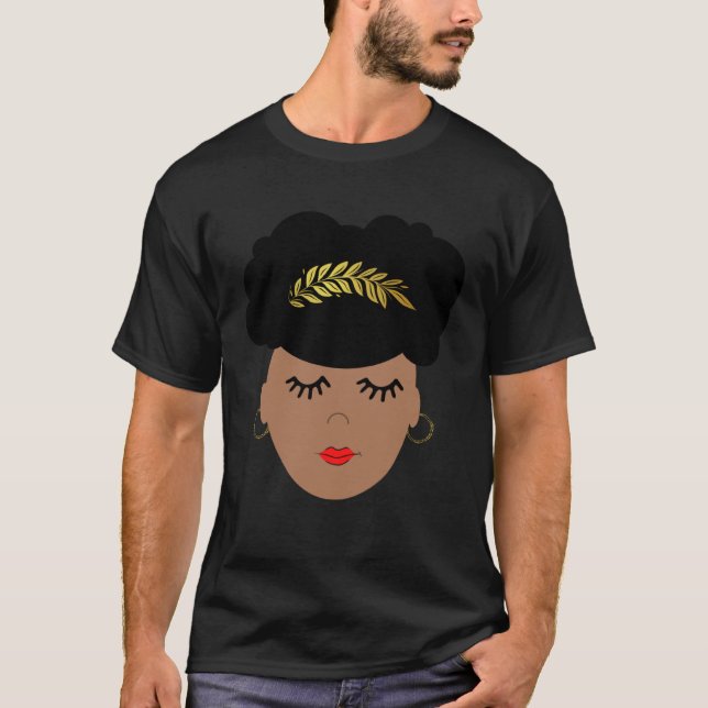 African American Divine Queen With Afro Puff T-Shirt (Front)