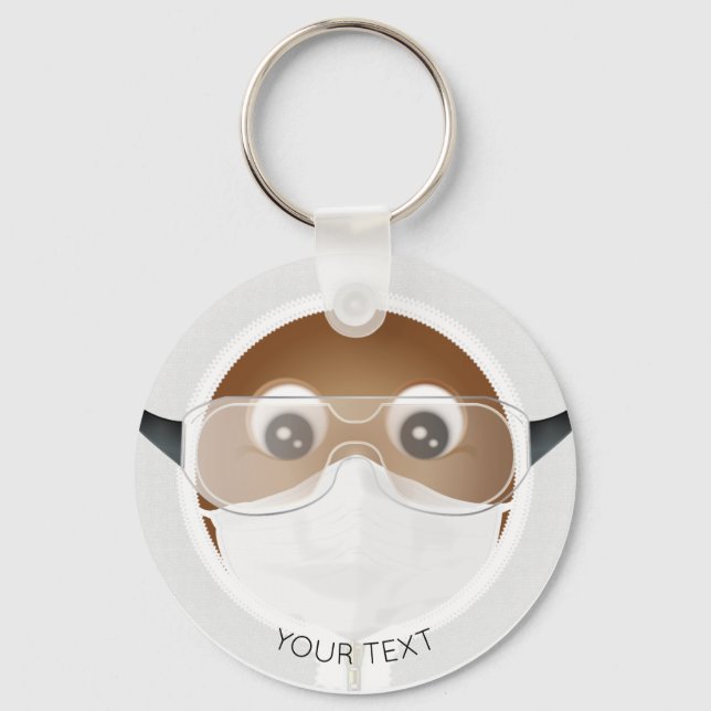 African American Doctor Emoji Key Ring (Front)