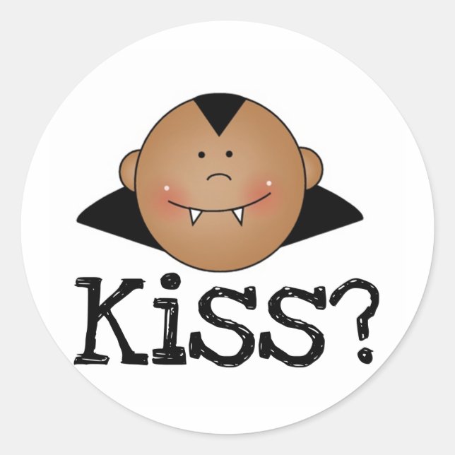 African American Dracula Kiss Classic Round Sticker (Front)