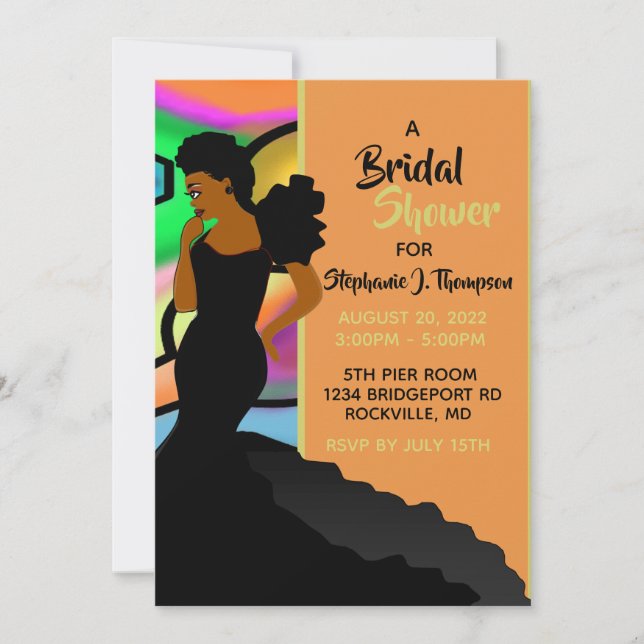 African American Elegant Bridal Shower Invitation (Front)