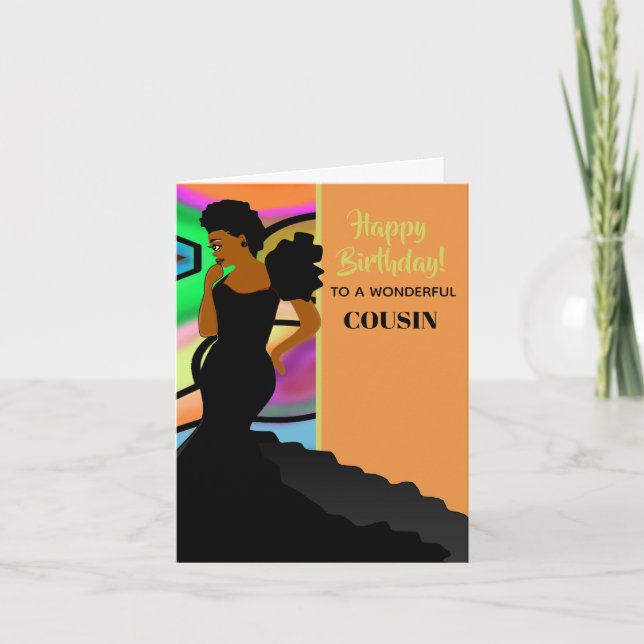 African American Elegant Cousin Birthday Card (Front)