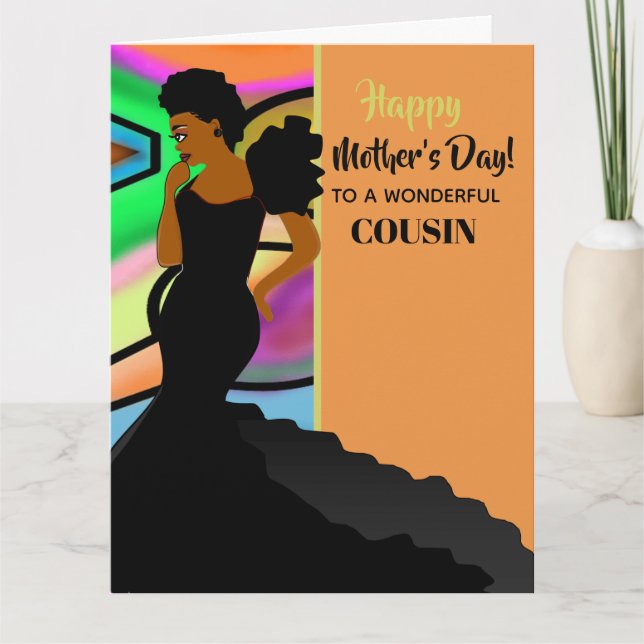 African American Elegant Cousin Happy Mother's Day Card (Front)