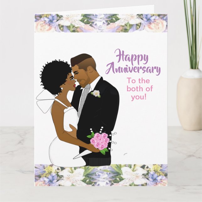 African American Elegant Floral Anniversary Card (Front)