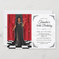 African American Elegant Gown Birthday Invitation