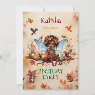 African American Enchanted Fairy Birthday Party Invitation