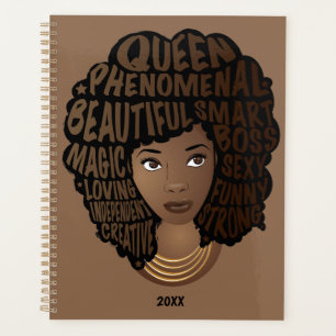 African American, Encouraging Women, Brown Planner