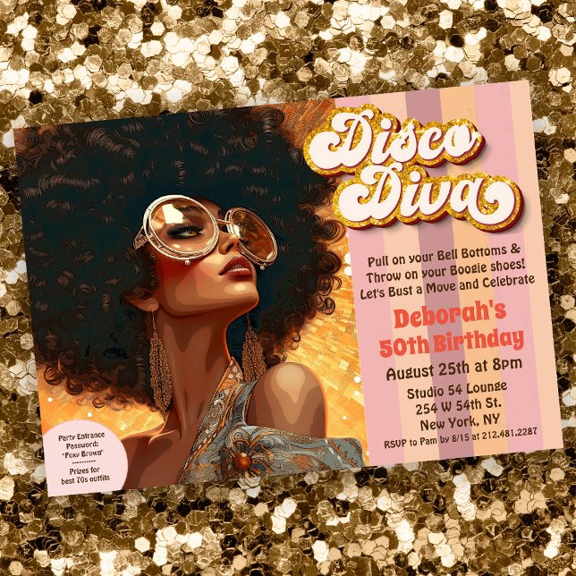 African American Ethnic Disco 70s Invitation (Creator Uploaded)