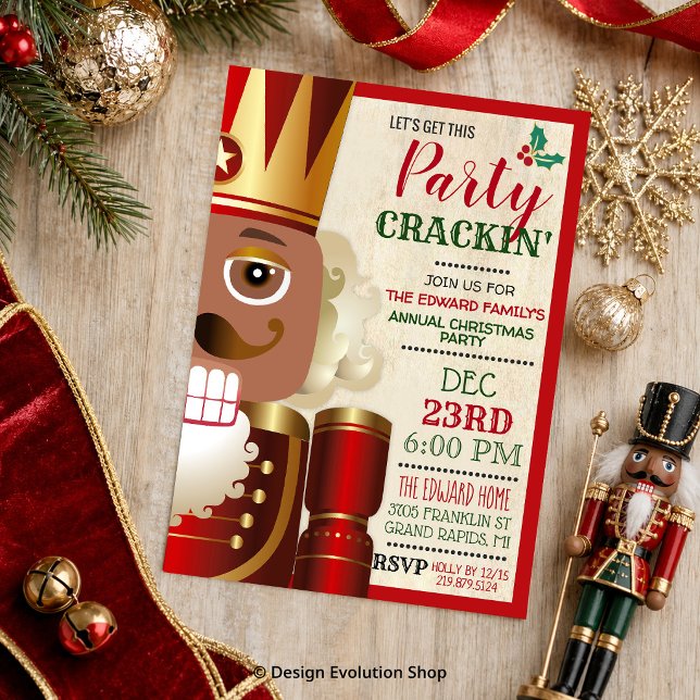 African American Ethnic Nutcracker Holiday Invitation (Creator Uploaded)