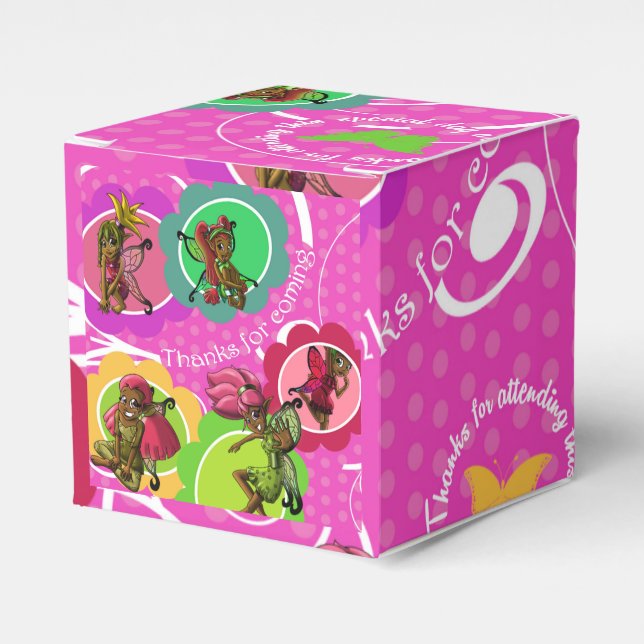 African American Fairies Birthday Favour Box (Front Side)