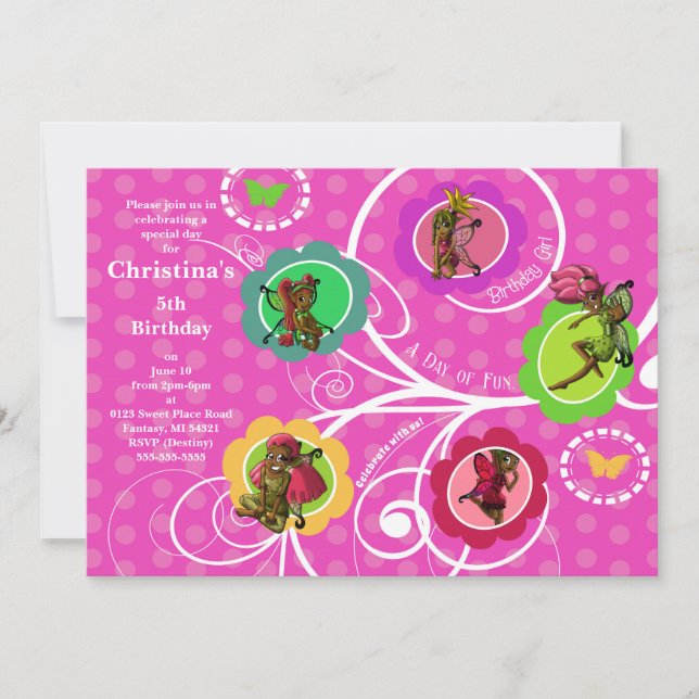 African American Fairies Birthday Party  Invitation (Front)