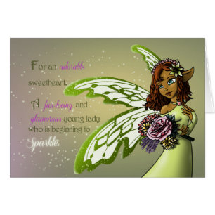 African American Fairy and Flowers Birthday