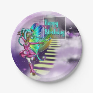 African American Fairy and Rainbow Birthday Paper Plate