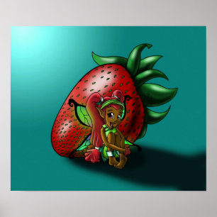 African American Fairy and Strawberry Poster
