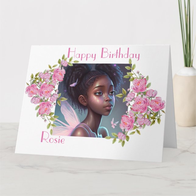 African American Fairy , beautiful black fairy .  Card (Front)