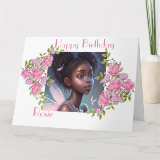 African American Fairy , beautiful black fairy . Card