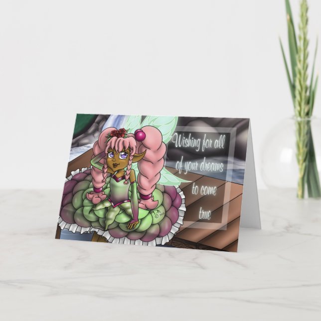 African American Fairy Butterfly Wings Birthday Card (Front)