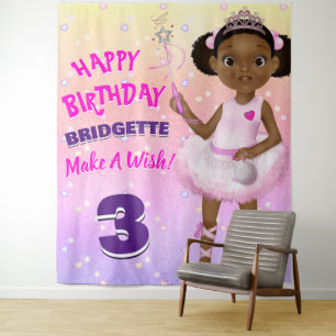 African American Fairy Princess Ballerina Backdrop Tapestry