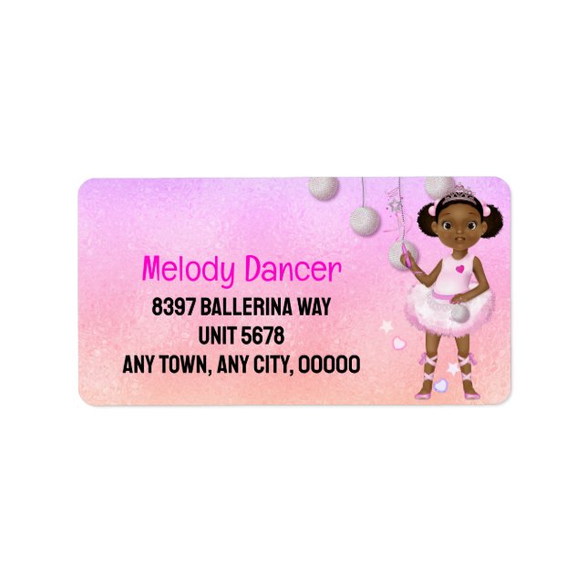 African American Fairy Princess Ballerina Label (Front)