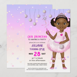 African American Fairy Princess Birthday Invitation