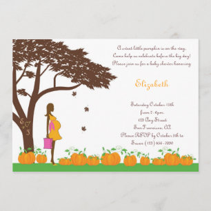 African American Fall Girl Baby Shower Invitations