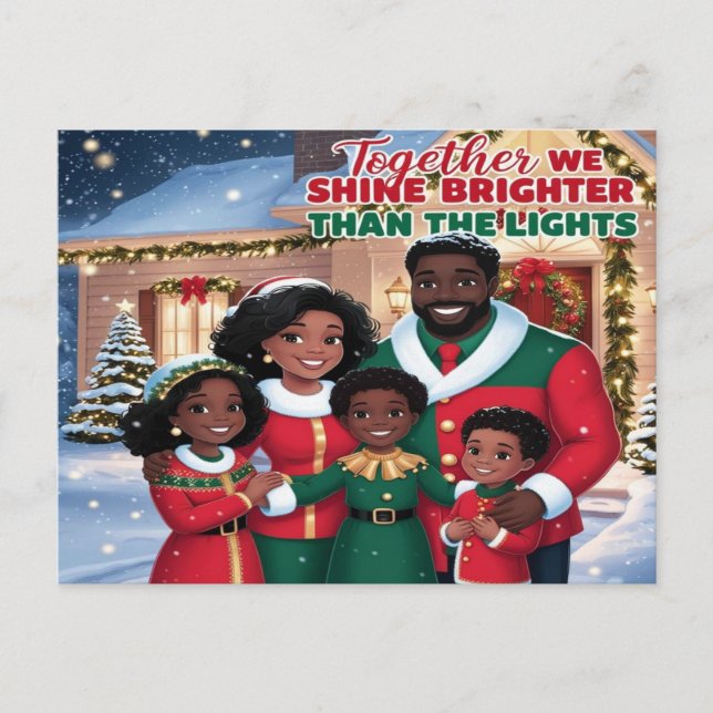 African American Family Christmas Postcard (Front)