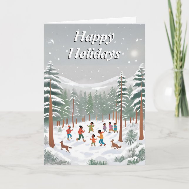African American Family Folded Holiday Card (Front)