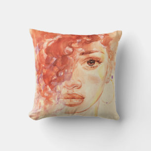 African American fashion, watercolor illustration. Cushion