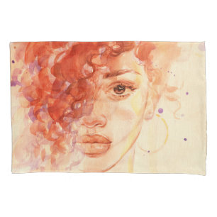 African American fashion, watercolor illustration. Pillowcase