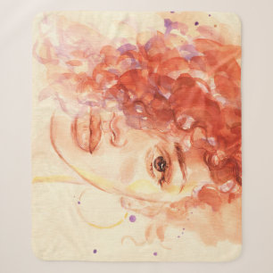 African American fashion, watercolor illustration. Sherpa Blanket