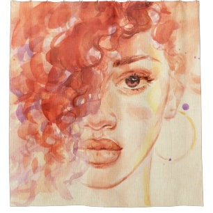 African American fashion, watercolor illustration. Shower Curtain