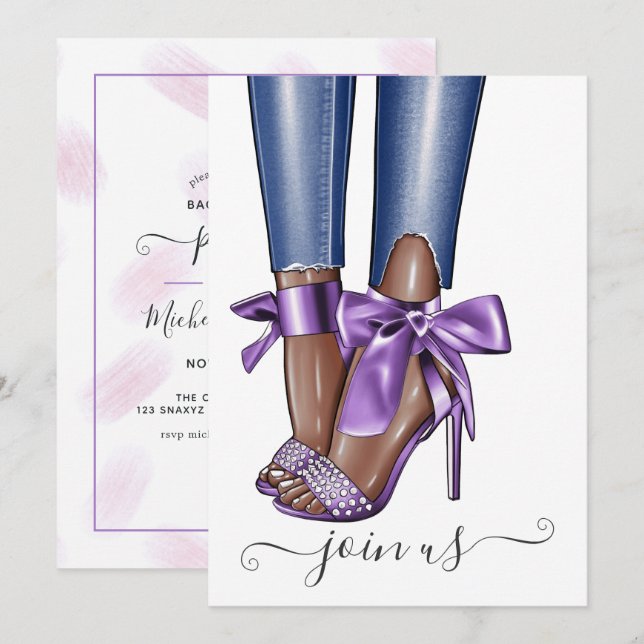 African American Fashionista Bachelorette Invitati Invitation (Front/Back)