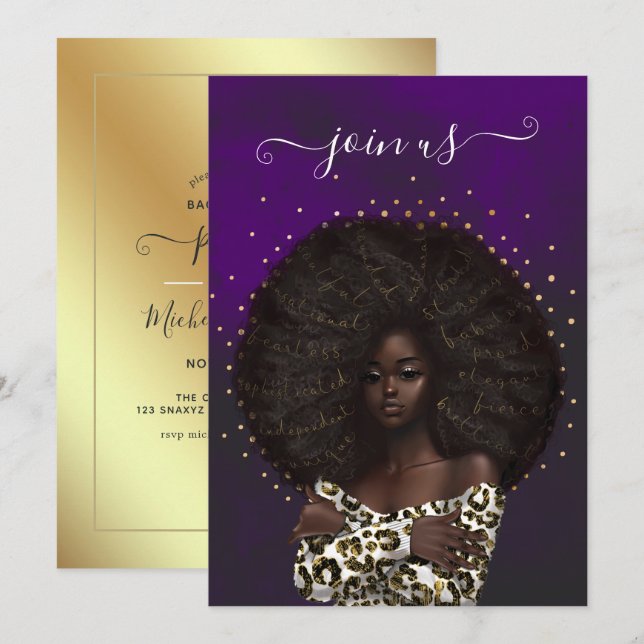 African American Fashionista Bachelorette Party Invitation (Front/Back)