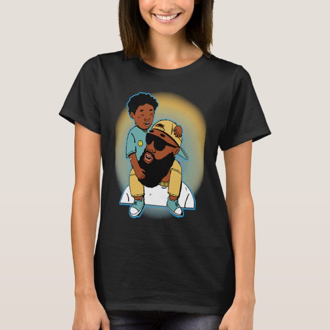 African American Father's Day Black Dad Father and T-Shirt (Front)