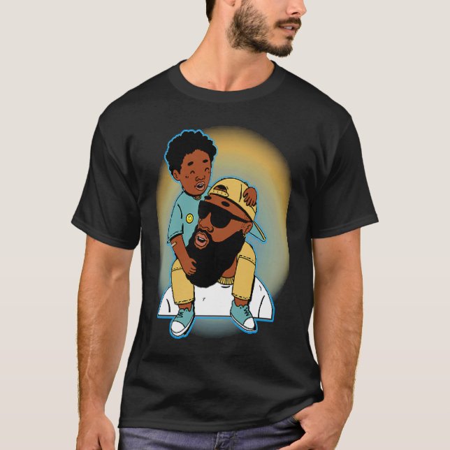 African American Father's Day Black Dad Father and T-Shirt (Front)