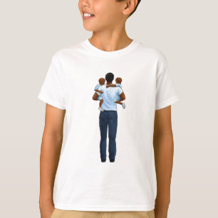 African American Father's Day Dad and Two Children T-Shirt