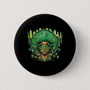 African American Female Leprechaun Black St Patric 6 Cm Round Badge