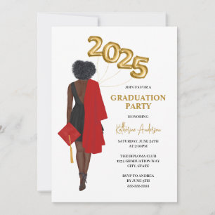 African American Female Photo Graduation Party Invitation