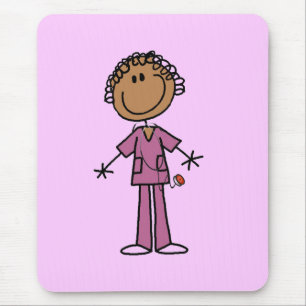 African American Female Stick Figure Nurse Mouse Mat