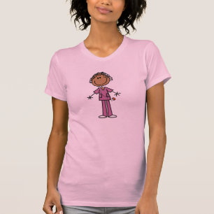 African American Female Stick Figure Nurse T-Shirt