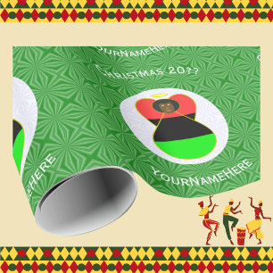 African American Flag Christmas Angel Personalised Wrapping Paper