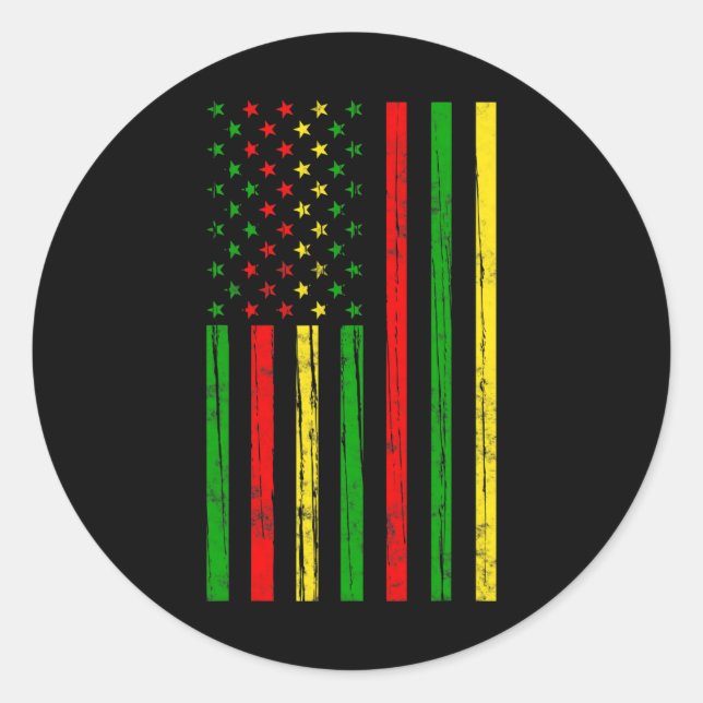 African American Flag For Black History Month  Classic Round Sticker (Front)