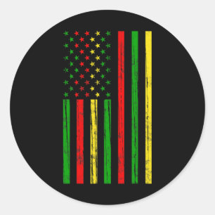 African American Flag For Black History Month  Classic Round Sticker