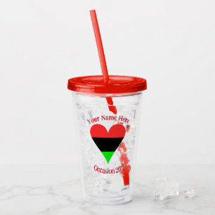 African American Flag Heart Funky Personalised Acrylic Tumbler