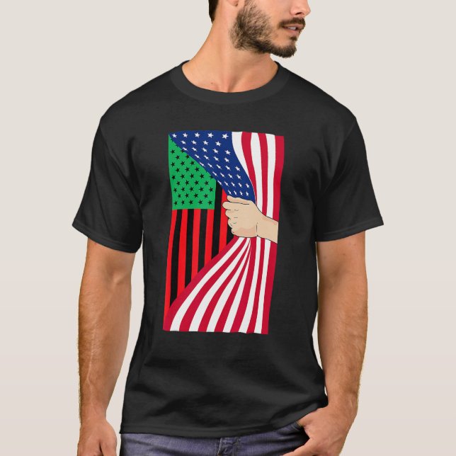 African American Flag Pan African Black Liberation T-Shirt (Front)