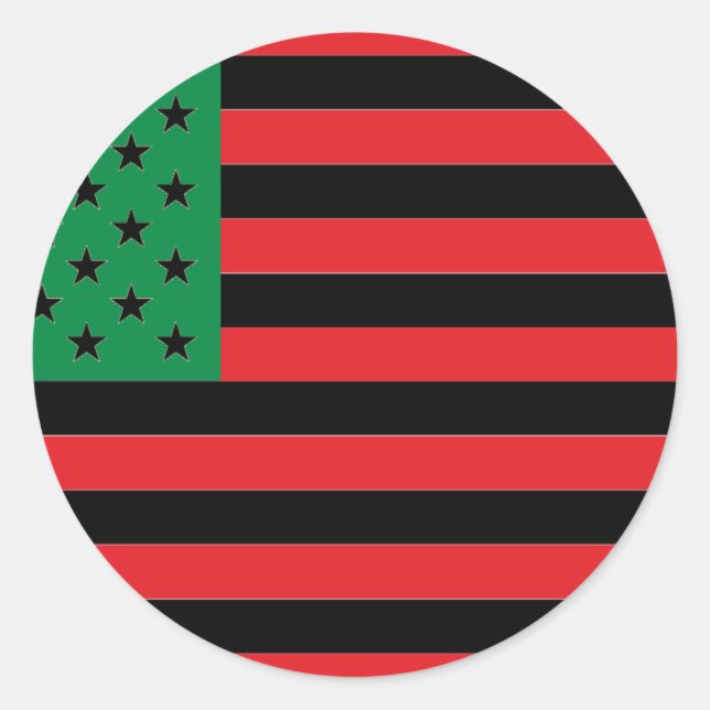 African American Flag - Red Black and Green Classic Round Sticker (Front)