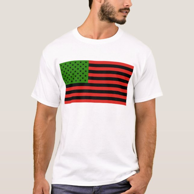 African American Flag - Red Black and Green T-Shirt (Front)