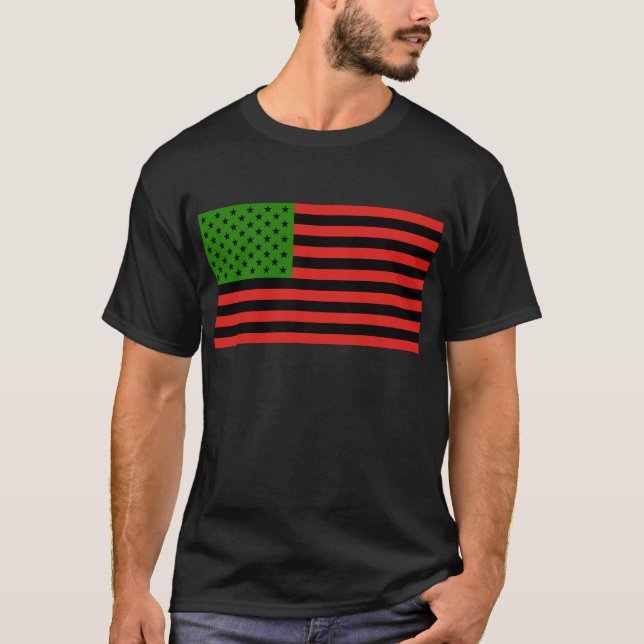 African American Flag - Red Black and Green T-Shirt (Front)