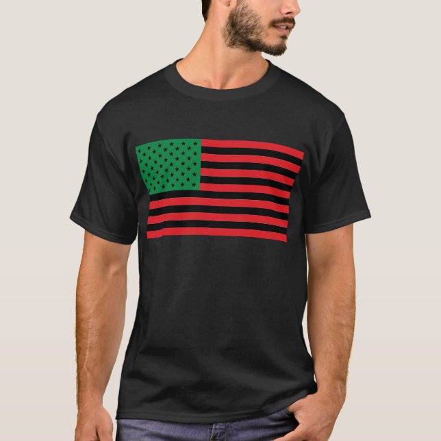 African American Flag - Red Black and Green T-Shirt (Front)