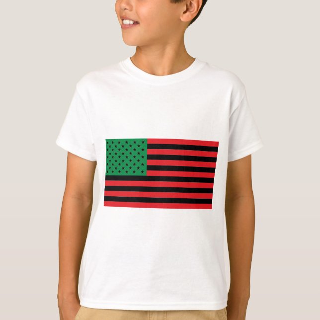 African American Flag - Red Black and Green T-Shirt (Front)